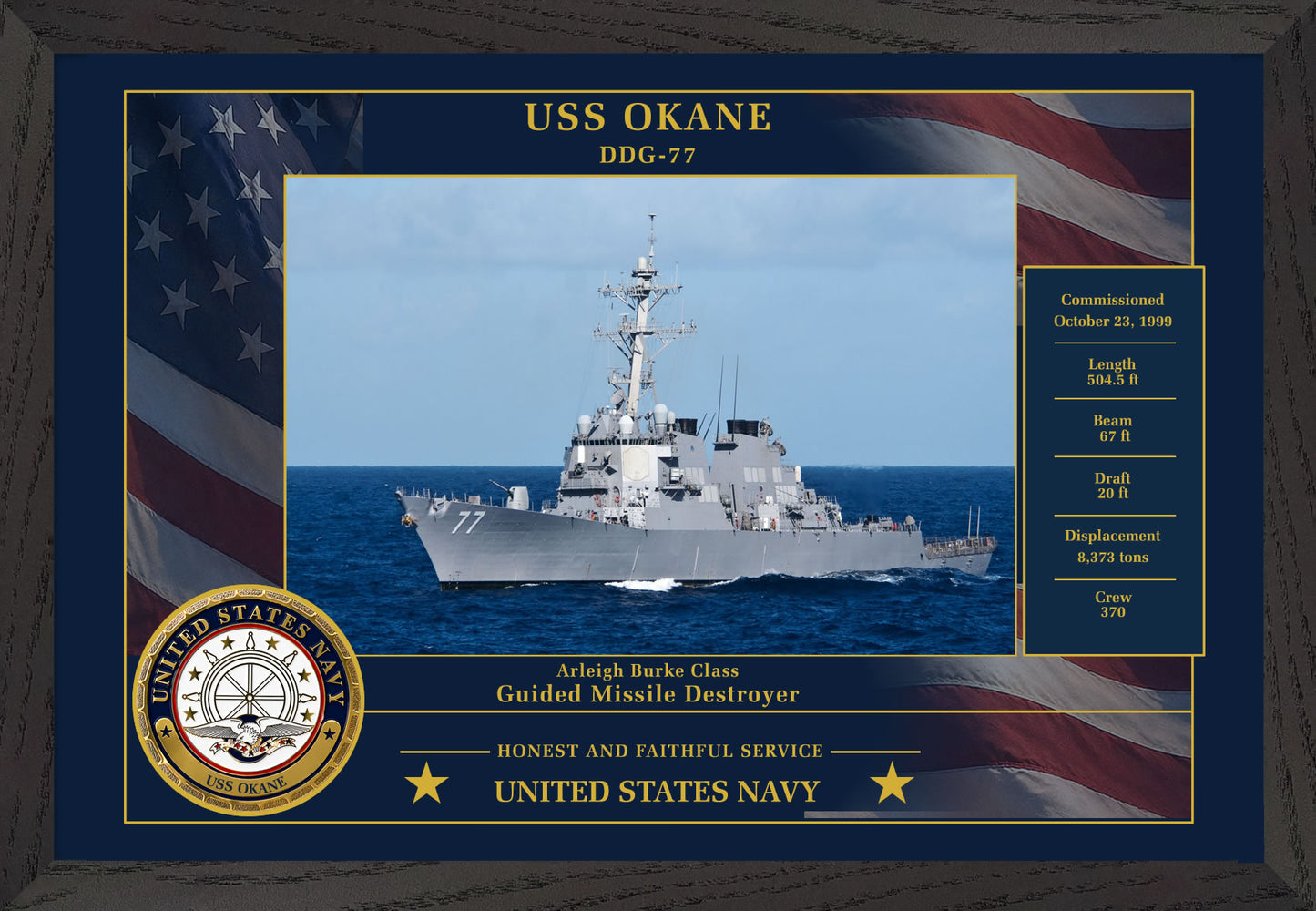 USS Okane DDG-77 Framed Patriotic Photo