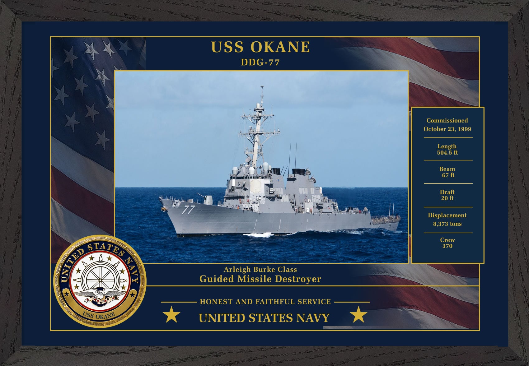 USS Okane DDG-77 Framed Patriotic Photo