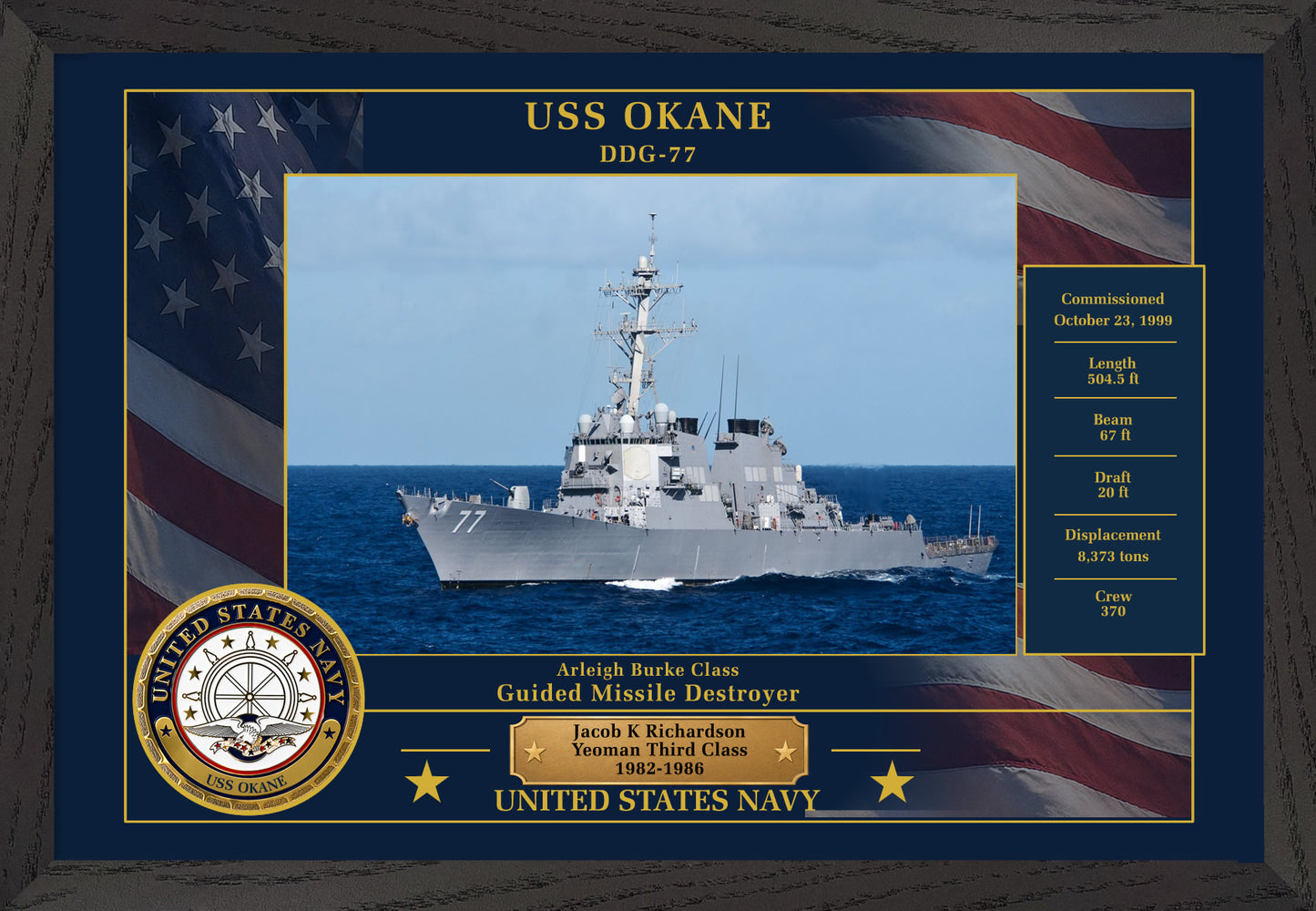 USS Okane DDG-77 Framed Patriotic Photo