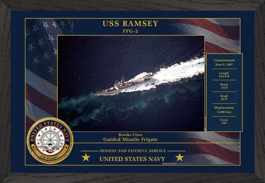 USS Ramsey FFG-2 Framed Patriotic Photo