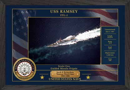 USS Ramsey FFG-2 Framed Patriotic Photo