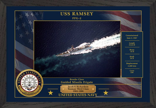 USS Ramsey FFG-2 Framed Patriotic Photo