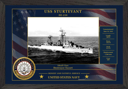 USS Sturtevant DE-239 Framed Patriotic Photo