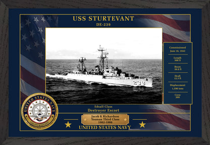 USS Sturtevant DE-239 Framed Patriotic Photo