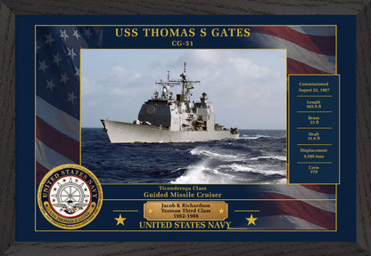 USS Thomas S Gates CG-51 Framed Patriotic Photo
