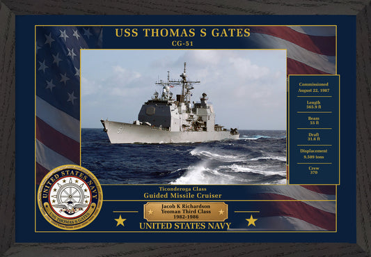 USS Thomas S Gates CG-51 Framed Patriotic Photo