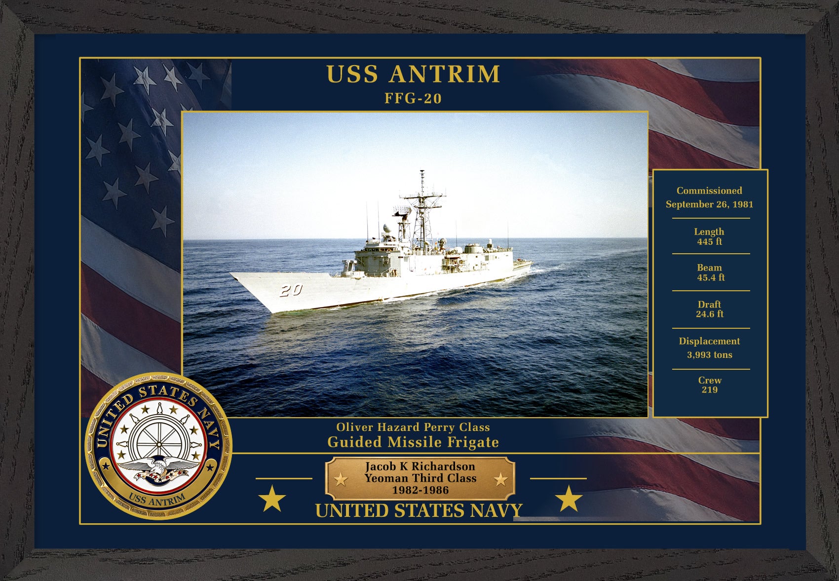 USS Antrim FFG-20 Framed Patriotic Photo