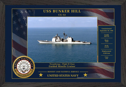 USS Bunker Hill CG-52 Framed Patriotic Photo