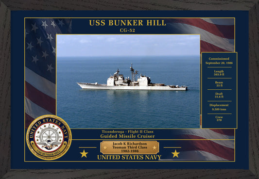 USS Bunker Hill CG-52 Framed Patriotic Photo