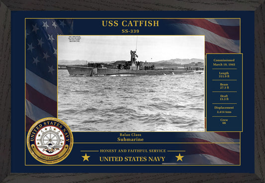 USS Catfish SS-339 Framed Patriotic Photo