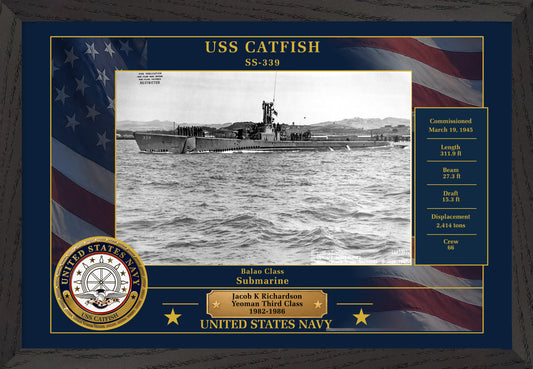 USS Catfish SS-339 Framed Patriotic Photo