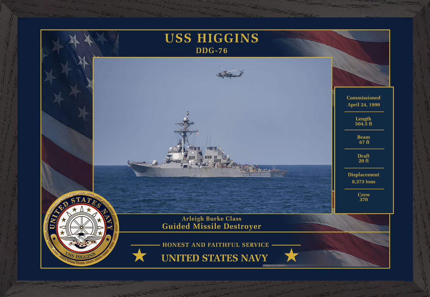 USS Higgins DDG-76 Framed Patriotic Photo