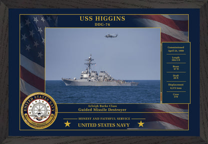 USS Higgins DDG-76 Framed Patriotic Photo