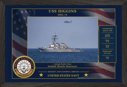 USS Higgins DDG-76 Framed Patriotic Photo