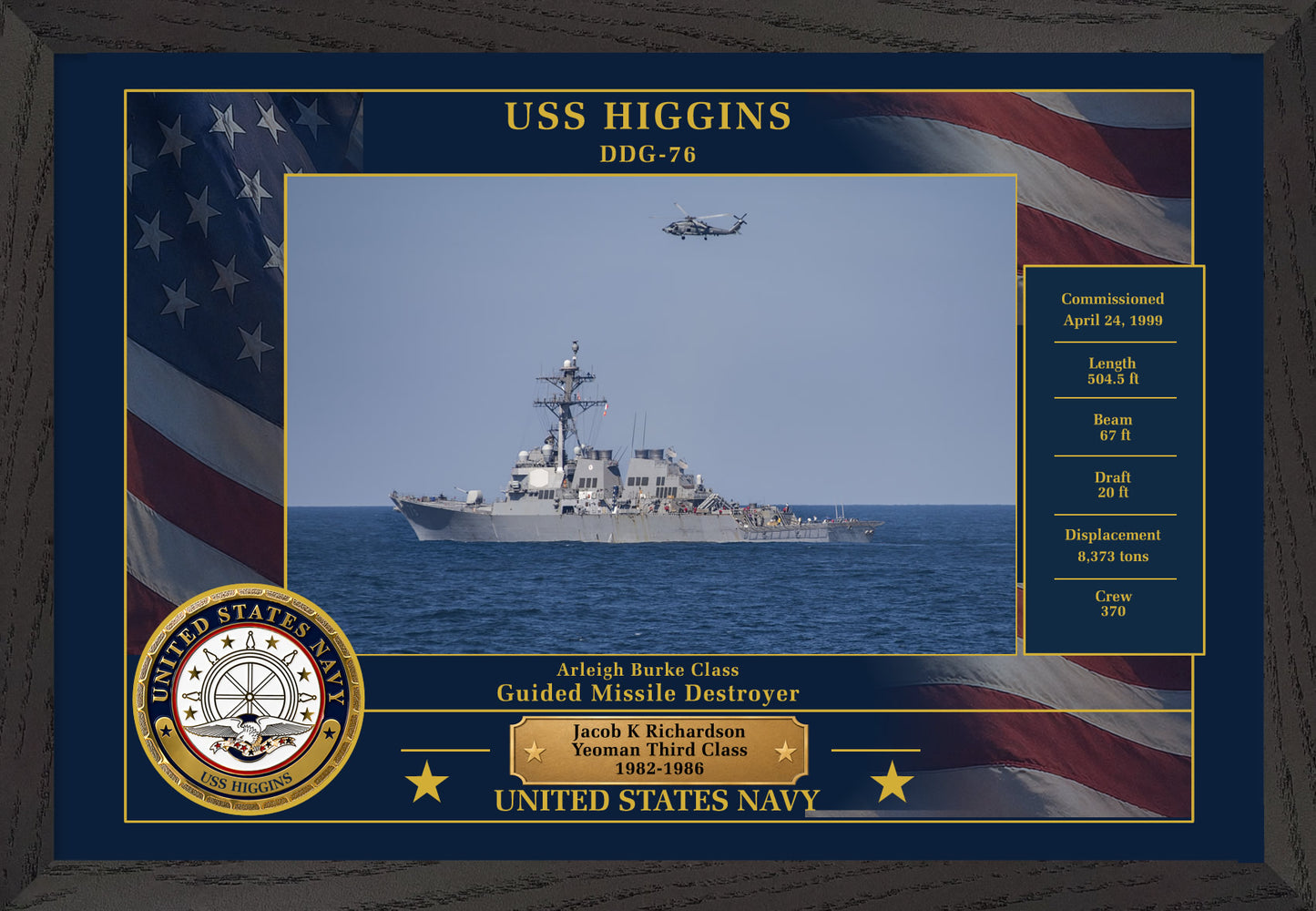 USS Higgins DDG-76 Framed Patriotic Photo