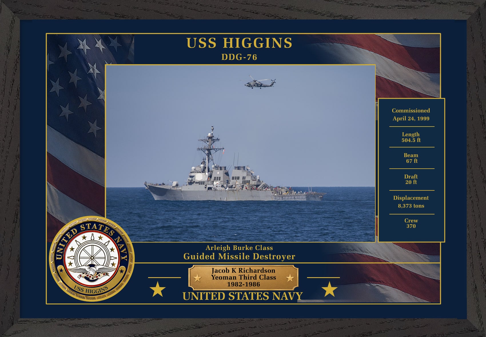 USS Higgins DDG-76 Framed Patriotic Photo