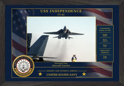 USS Independence CV-62 Framed Patriotic Photo