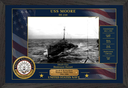 USS Moore DE-240 Framed Patriotic Photo