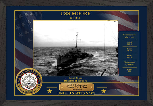 USS Moore DE-240 Framed Patriotic Photo