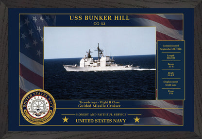 USS Bunker Hill CG-52 Framed Patriotic Photo