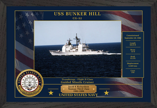 USS Bunker Hill CG-52 Framed Patriotic Photo