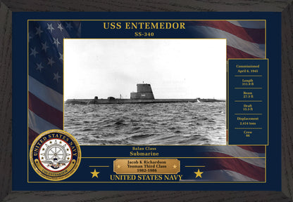 USS Entemedor SS-340 Framed Patriotic Photo
