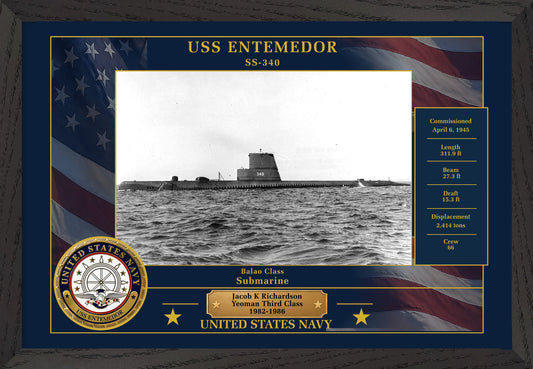 USS Entemedor SS-340 Framed Patriotic Photo