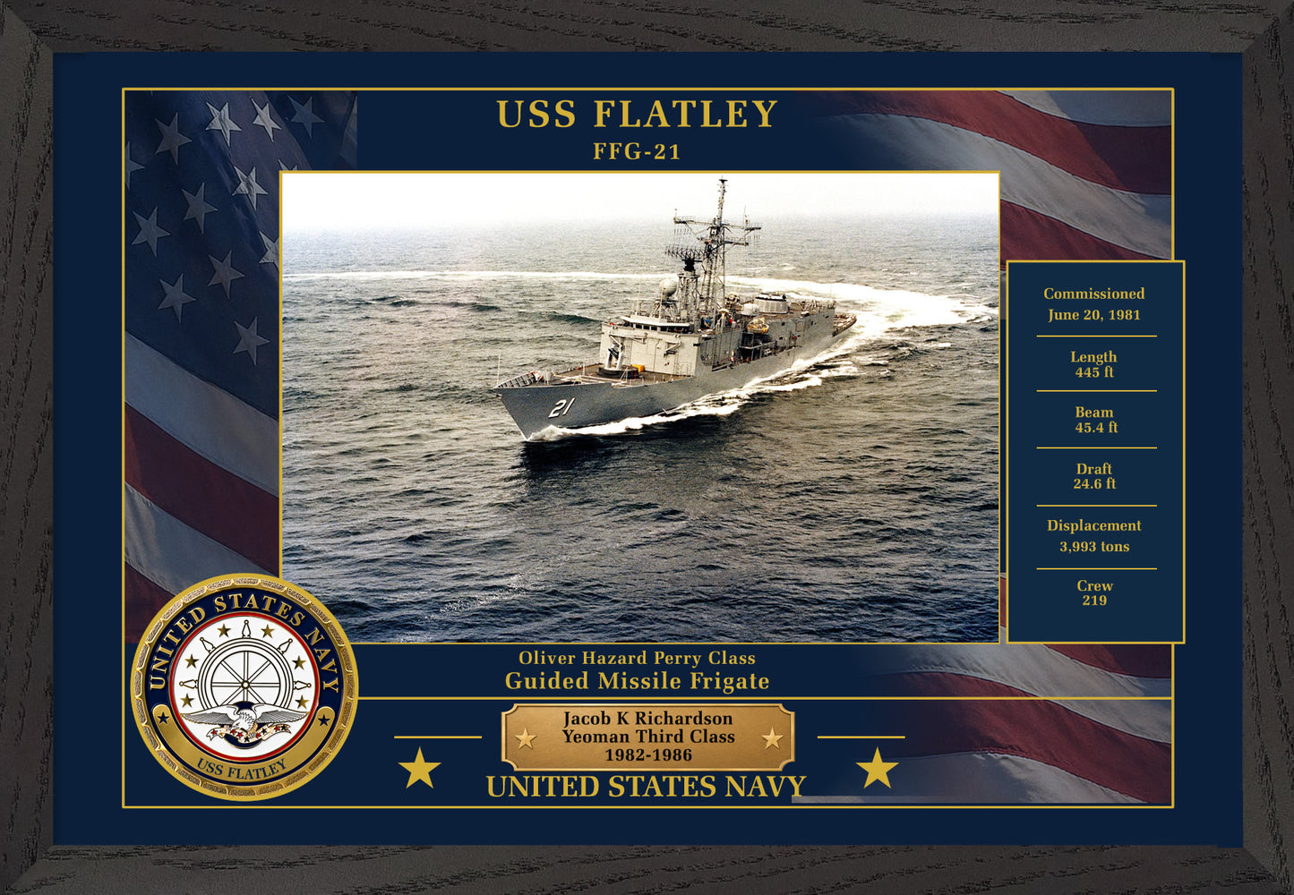 USS Flatley FFG-21 Framed Patriotic Photo