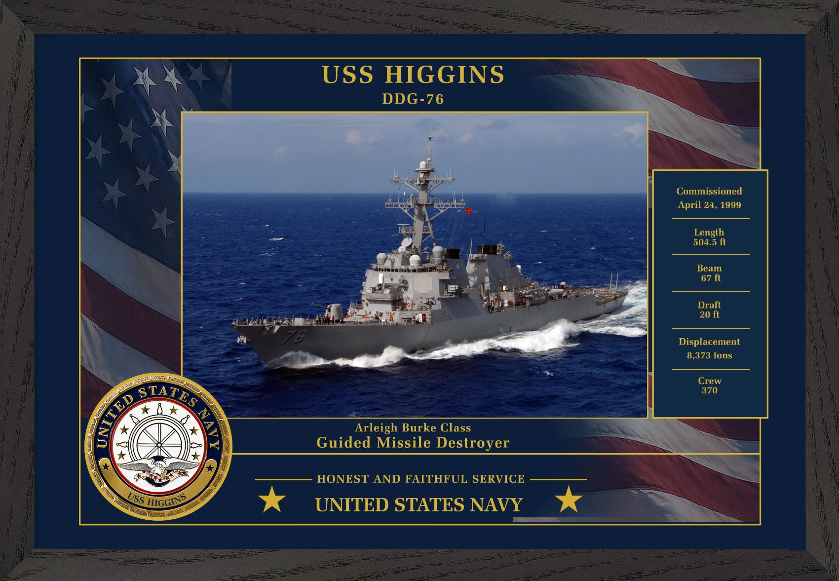 USS Higgins DDG-76 Framed Patriotic Photo