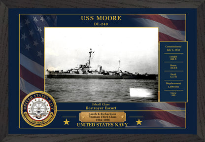 USS Moore DE-240 Framed Patriotic Photo