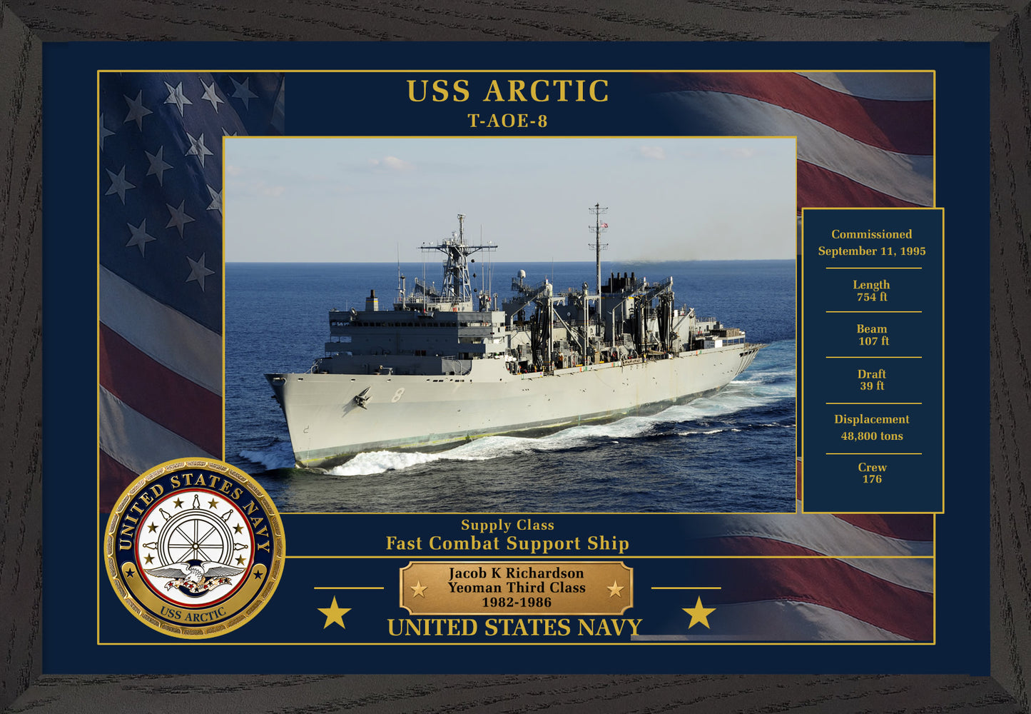 USS Arctic T AOE-8 Framed Patriotic Photo