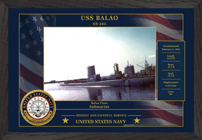 USS Balao SS-285 Framed Patriotic Photo