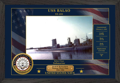 USS Balao SS-285 Framed Patriotic Photo