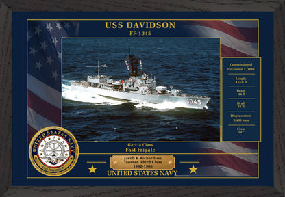 USS Davidson FF-1045 Framed Patriotic Photo