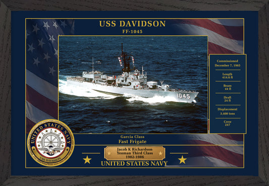 USS Davidson FF-1045 Framed Patriotic Photo