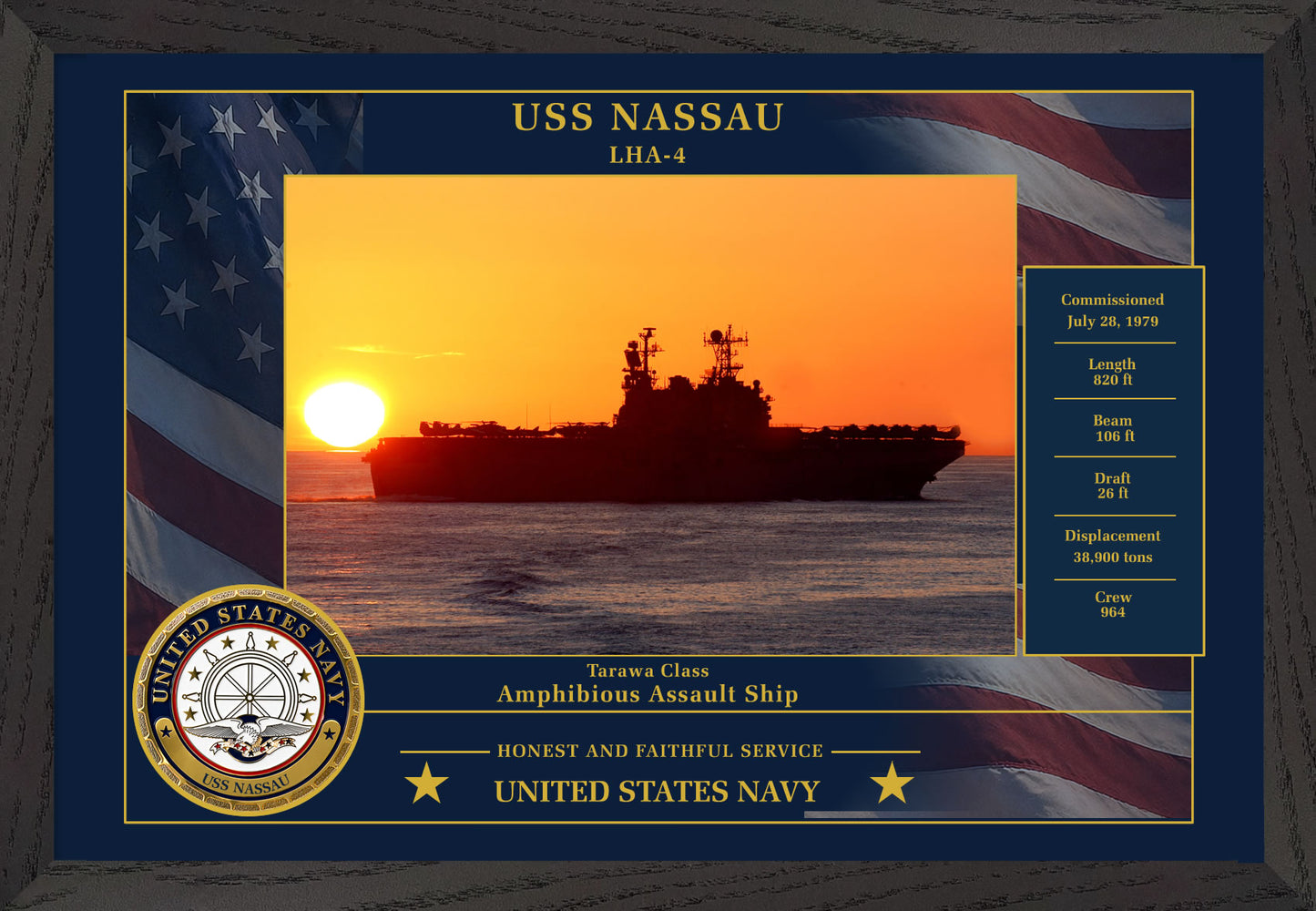 USS Nassau LHA-4 Framed Patriotic Photo