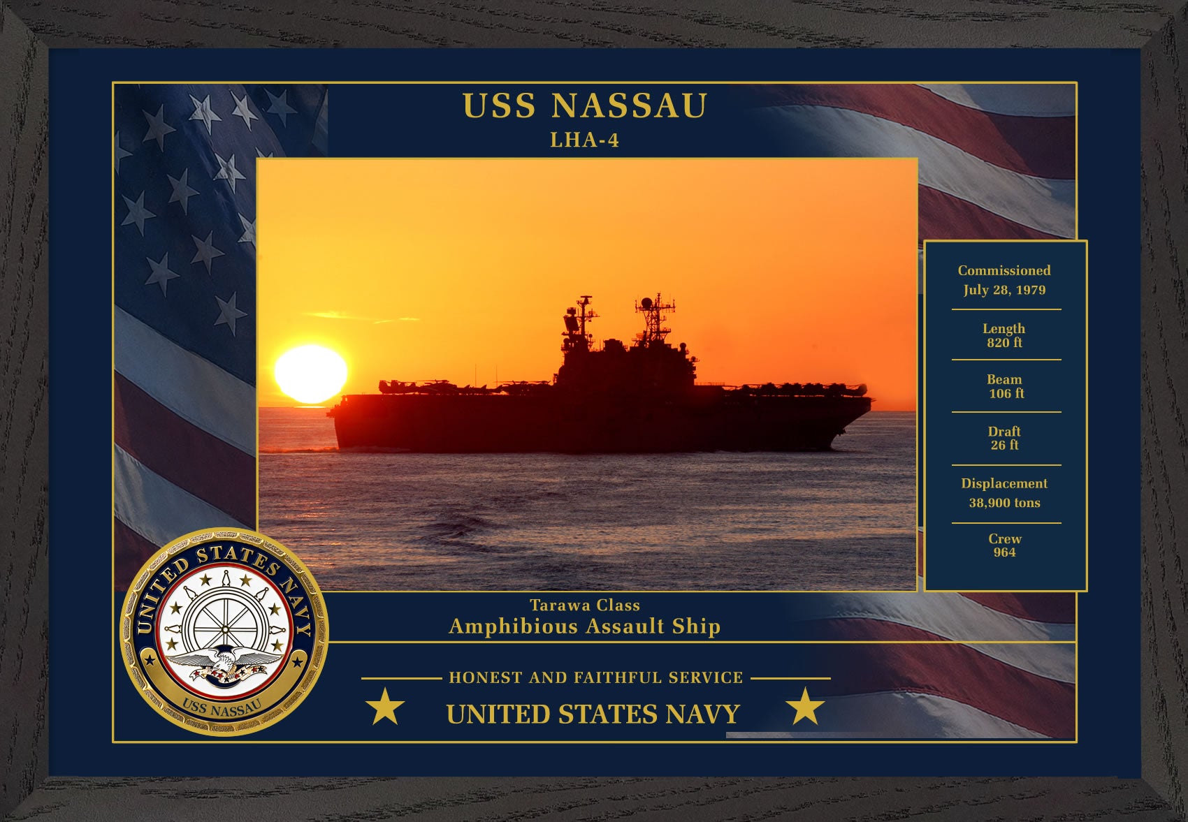 USS Nassau LHA-4 Framed Patriotic Photo