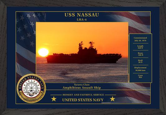 USS Nassau LHA-4 Framed Patriotic Photo