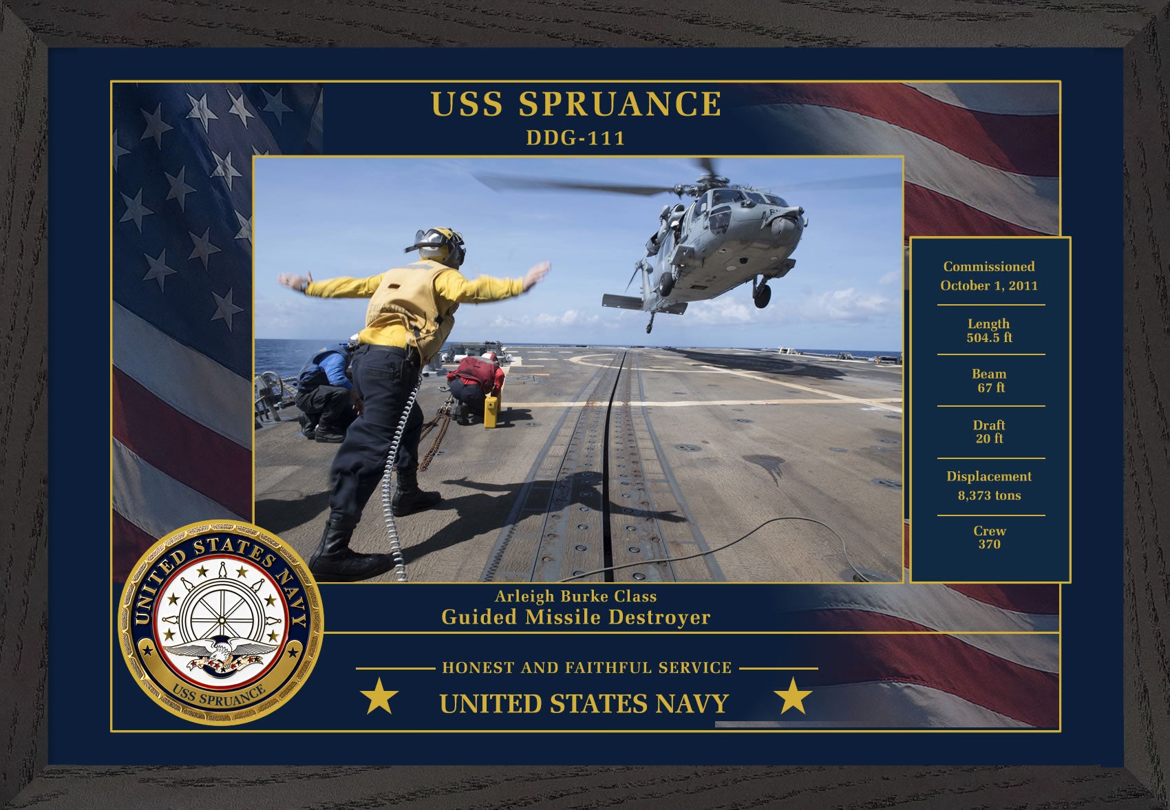 USS Spruance DDG-111 Framed Patriotic Photo