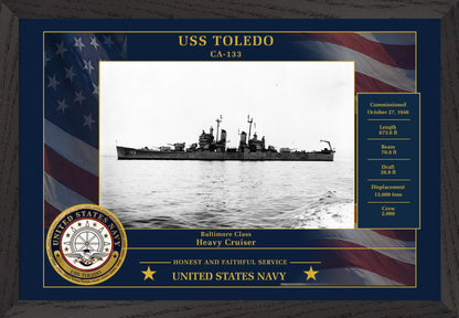 USS Toledo CA-133 Framed Patriotic Photo