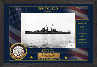 USS Toledo CA-133 Framed Patriotic Photo