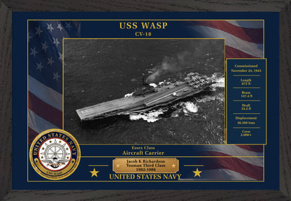 USS Wasp CV-18 Framed Patriotic Photo