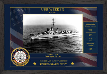 USS Weeden DE-797 Framed Patriotic Photo