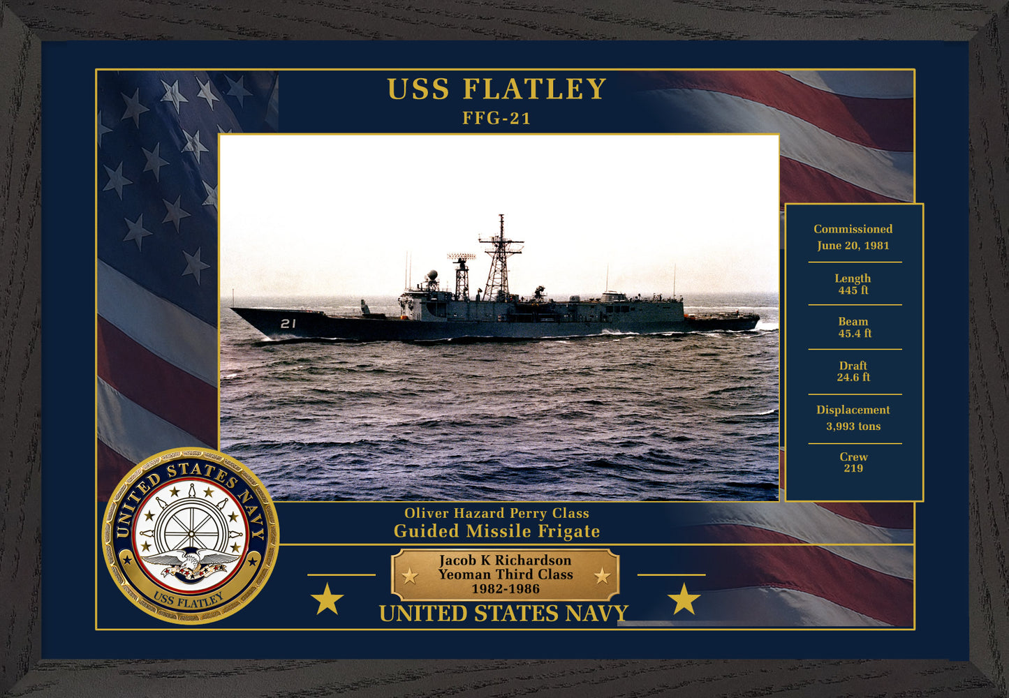 USS Flatley FFG-21 Framed Patriotic Photo