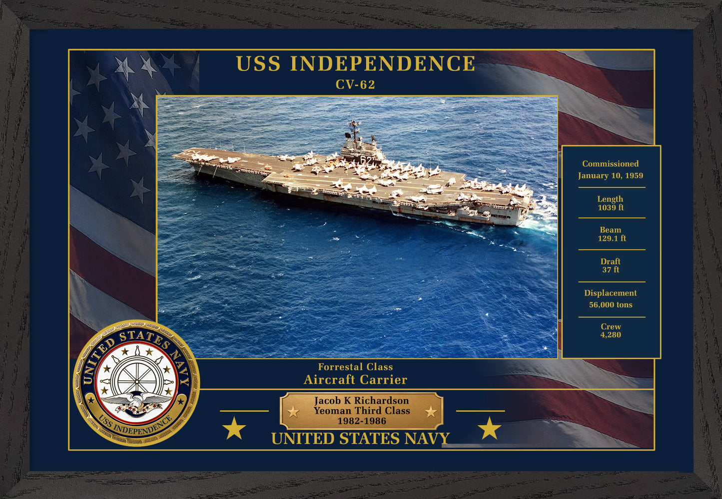 USS Independence CV-62 Framed Patriotic Photo