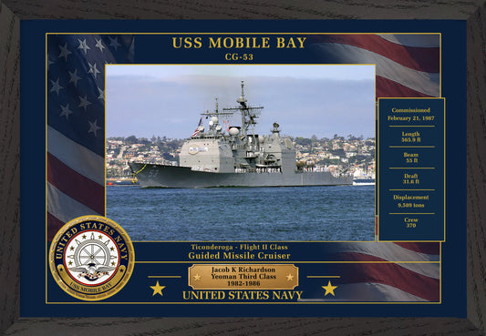 USS Mobile Bay CG-53 Framed Patriotic Photo