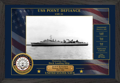 USS Point Defiance LSD-31 Framed Patriotic Photo