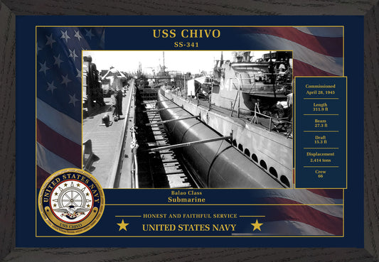 USS Chivo SS-341 Framed Patriotic Photo