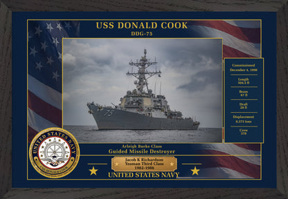 USS Donald Cook DDG-75 Framed Patriotic Photo