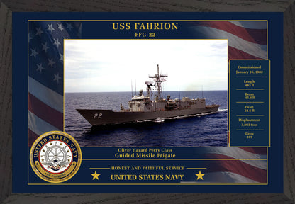 USS Fahrion FFG-22 Framed Patriotic Photo